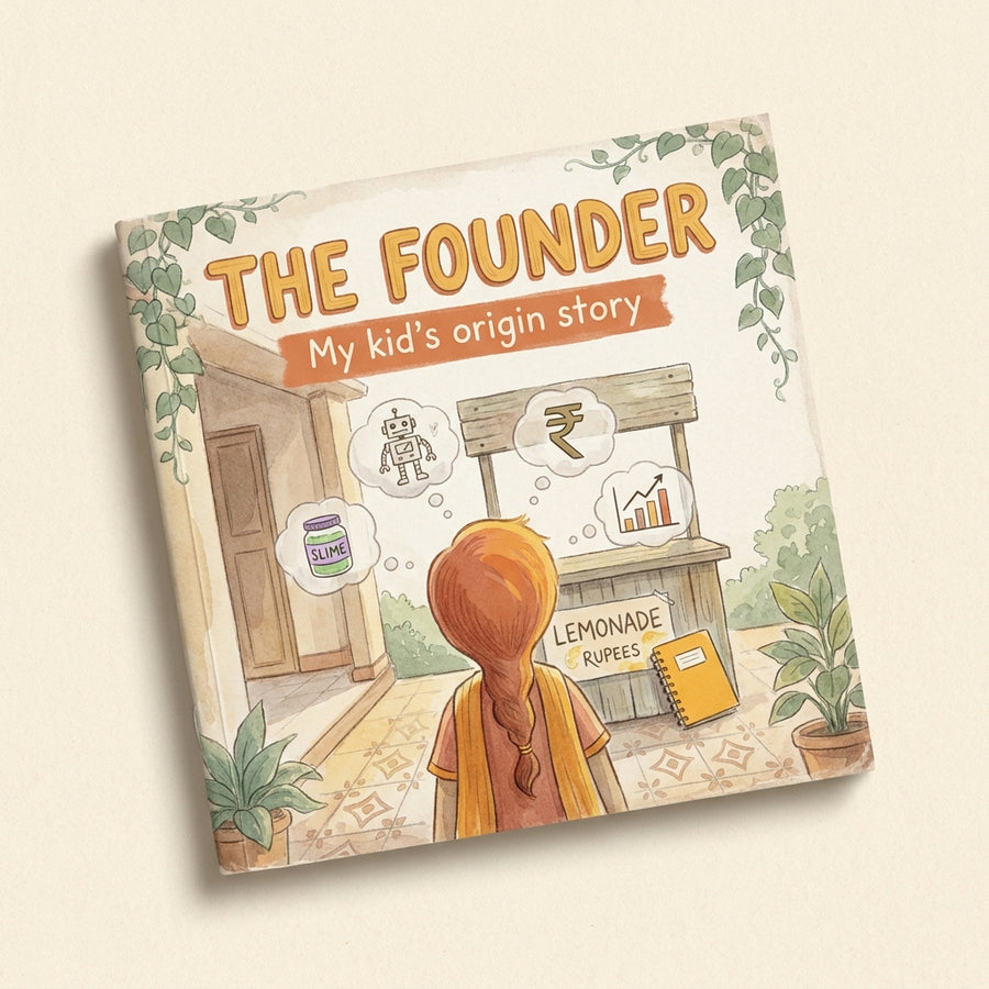 The Founder — My kid's origin story — paperback cover